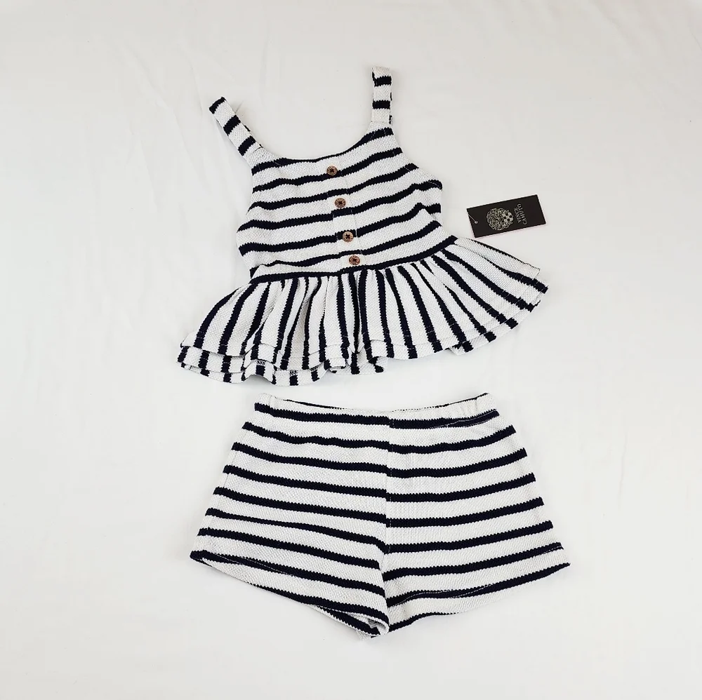 Vince Camuto Stripe 2 Pieces Sleeveless Shorts Set